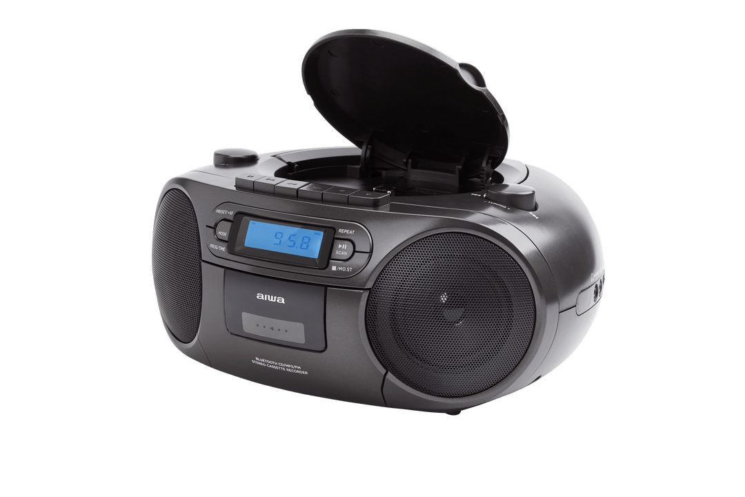 AIWA RC-250 Boombox – CD, kasetti, Bluetooth ja FM, musta