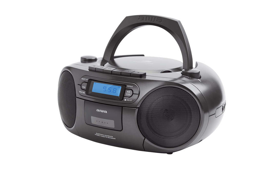 AIWA RC-250 Boombox – CD, kasetti, Bluetooth ja FM, musta