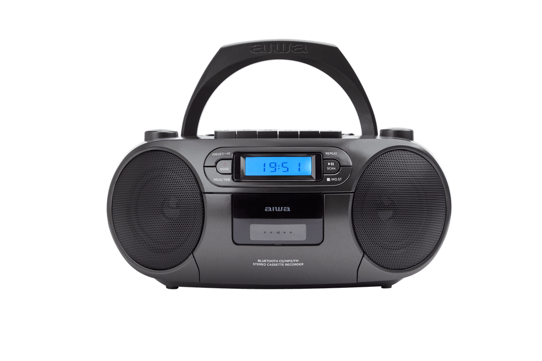 AIWA RC-250 Boombox – CD, kasetti, Bluetooth ja FM, musta