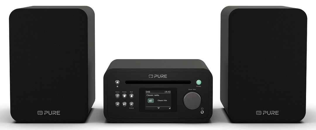Pure Classic Stereo Mini Hi-Fi System – DAB+, CD, Bluetooth, 40W, Musta