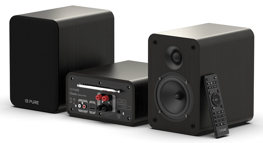 Pure Classic Stereo Mini Hi-Fi System – DAB+, CD, Bluetooth, 40W, Musta