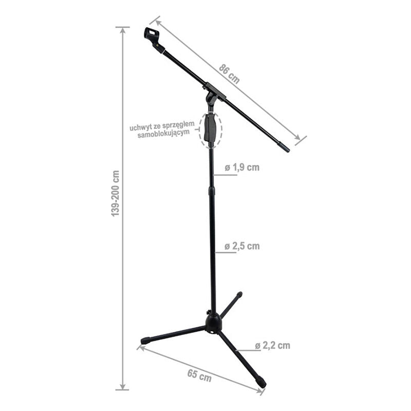 Mikrotoniteline boom-varrella – säädettävä 139–200 cm