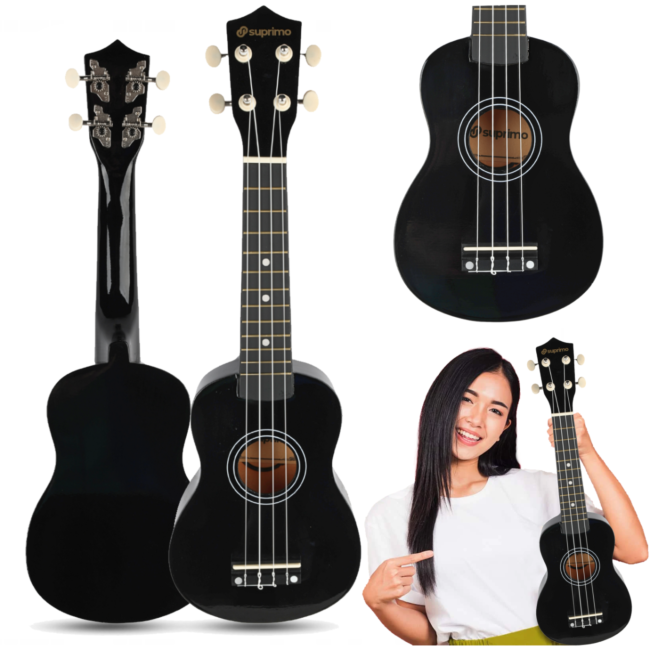 Soprano-ukulele, musta