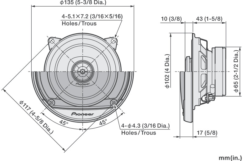 Pioneer TS-A1081F 2-tie autokaiuttimet (10cm, 4")