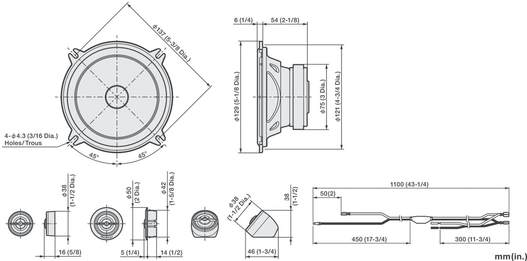 Pioneer TS-A1301C 2-tie Komponenttijärjestelmä (300W)