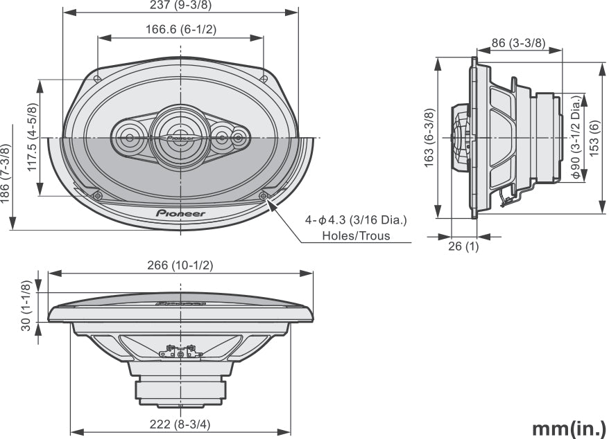 Pioneer TS-A6991F Autokaiutin 5-tie koaksiaalijärjestelmä (700W, 6"x9")