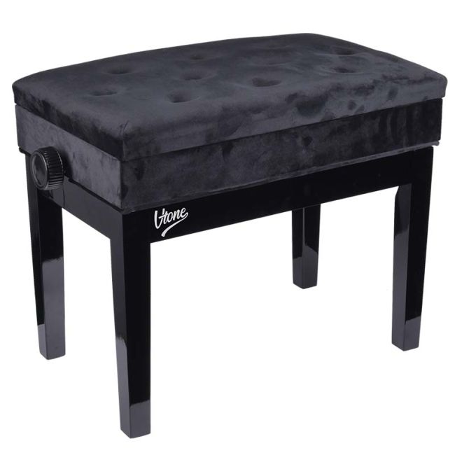 Pianotuoli – Säilytys ja säädettävä Korkeus (Sort velour)