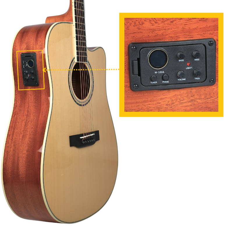 V-TONE VEAG1 CE NT Elektroakustinen kitarat 4/4 Dreadnought Cutaway – Natur