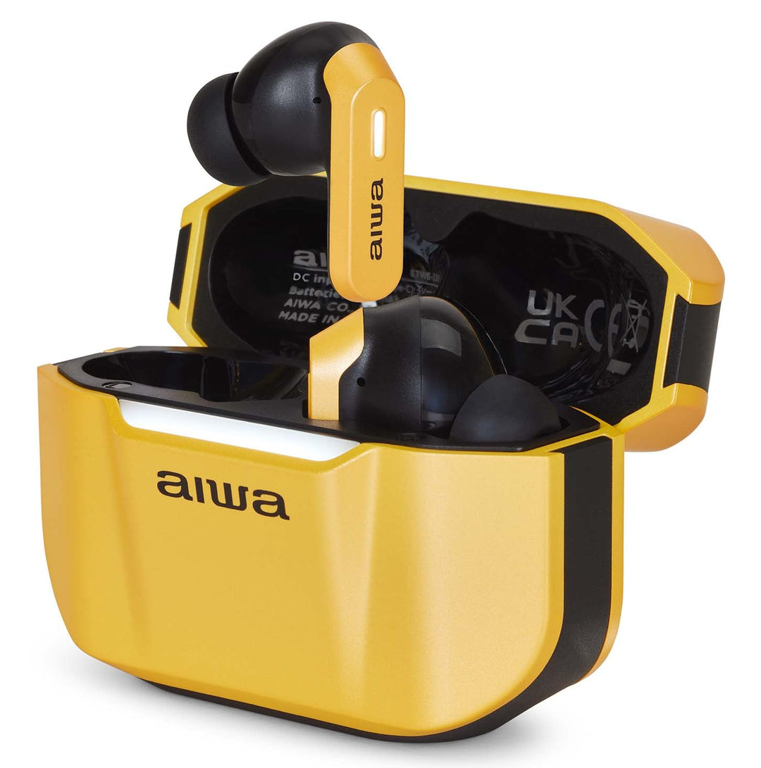 Aiwa ETWS-330YL TWS-nappikuulokkeet, keltaiset
