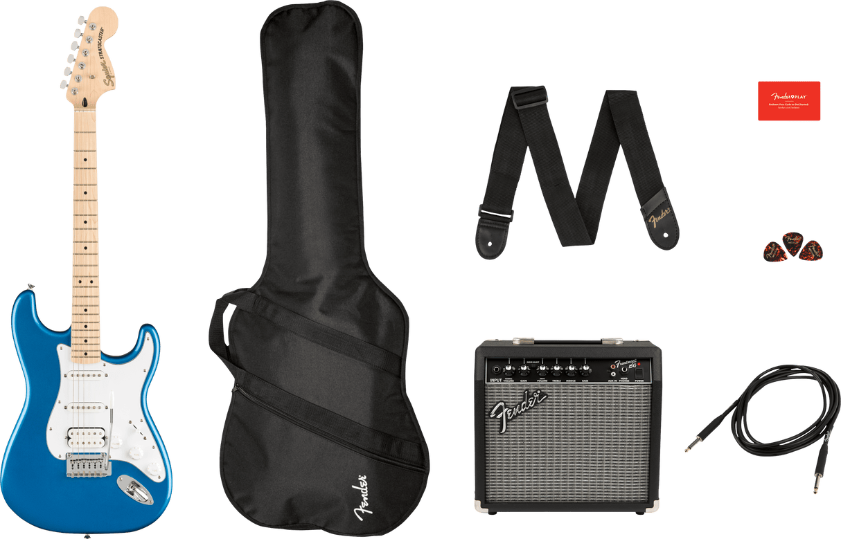 Fender Squier Sonic Stratocaster El-Guitar Start -paketti (musta)