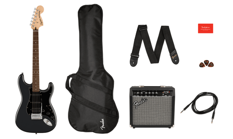 Fender Squier Sonic Stratocaster El-Guitar Start -paketti (musta)