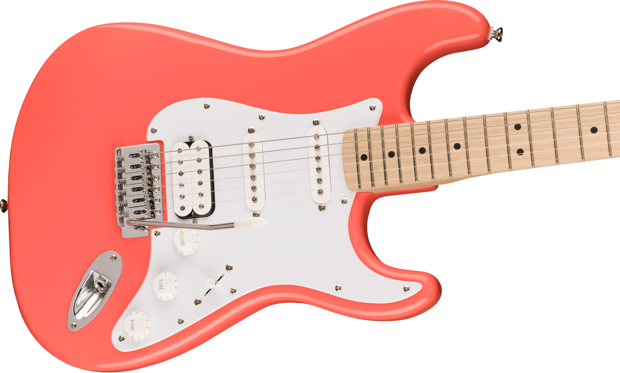 Fender Squier Sonic Stratocaster HSS -sähkökitara-aloituspaketti (Tahitian Coral)