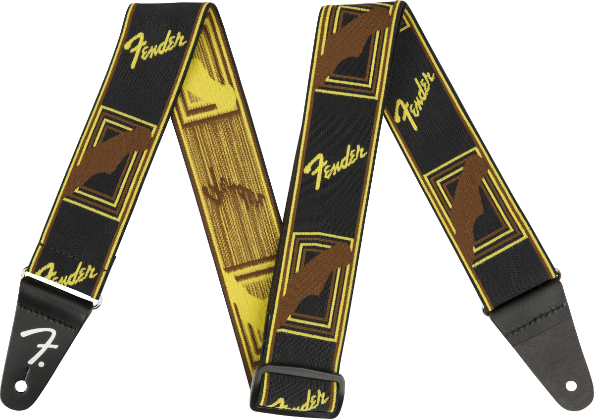 Fender Painoton kitarahihna (Black/Yellow/Brown, 2")