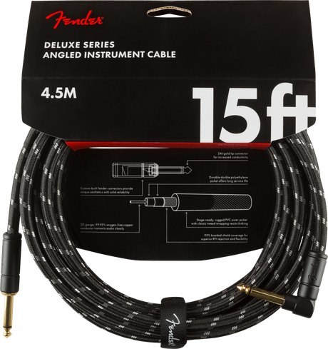 Fender Deluxe Kitarakaapeli Kulmaliitin (Black Tweed, 4,5m)