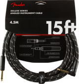 Fender Deluxe Guitar Cable Angle Connector (Black Tweed, 4.5m)
