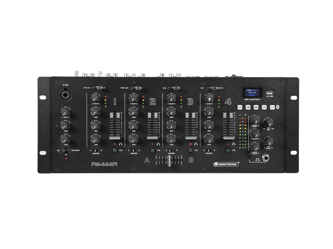 OMNITRONIC PM-444Pi 4-kanavainen DJ-sekoitin soittimella & USB-liitännällä