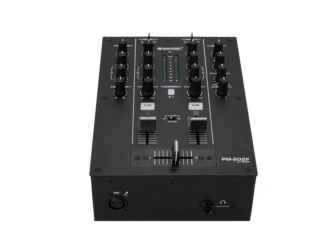OMNITRONIC PM-202F 2-kanavainen DJ-miksaaja suodattimella ja Bluetooth