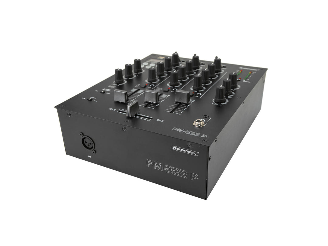 OMNITRONIC PM-322P 3-kanavainen DJ-mikseri, jossa Bluetooth ja USB-soitin