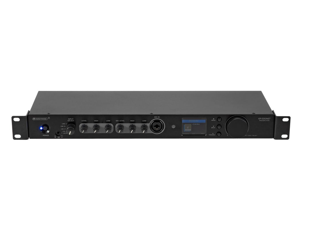 OMNITRONIC EP-220NET Esivahvistin Internet-radiolla, DAB+ ja Bluetooth