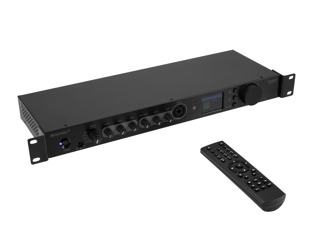 OMNITRONIC EP-220NET Esivahvistin Internet-radiolla, DAB+ ja Bluetooth