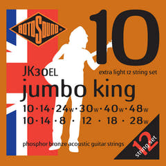 Rotosound Kielit akustiselle kitaralle Jumbo King - Set 12-string Extra Light 10-48 (JK30EL)