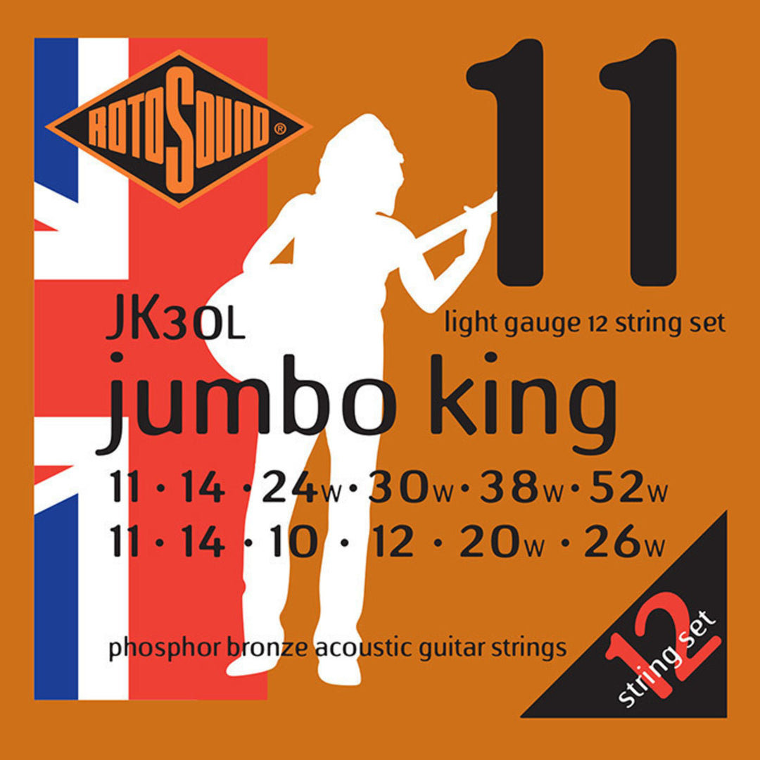 Rotosound-kielet akustiselle kitaralle Jumbo King - Set 12-string Light 11-52 (JK30L)