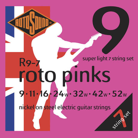 Rotosound Roto Pinks R9-7 strings 7-kieliseen sähkökitara, 9-52