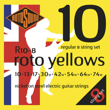 Rotosound Roto Yellows R10-8 -kielet 8-kieliselle sähkökitaralle 10-74