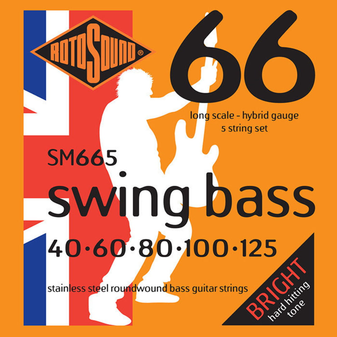 Rotosound sähköbasson kielet Swing Bass 66 - set 5-kielinen Stainless Steel Hybrid 40-125 (SM665)