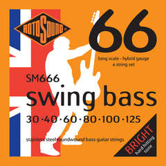 Rotosound sähköbasson kielet Swing Bass 66 - set 6-kielinen Stainless Steel Hybrid 30-125 (SM666)