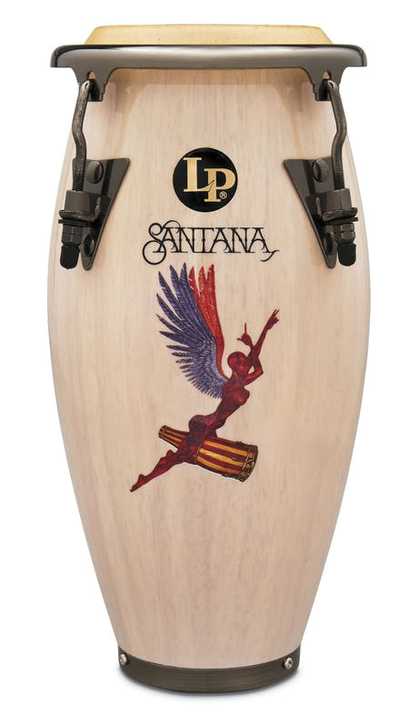 LP Santana Mini -conga, valkoinen, harjattua nikkeliä oleva hardware, LPM197-SNW