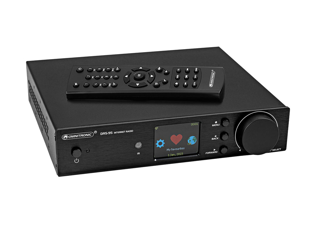 OMNITRONIC DRS-95 Internet Radio, jossa DAB+ ja Bluetooth