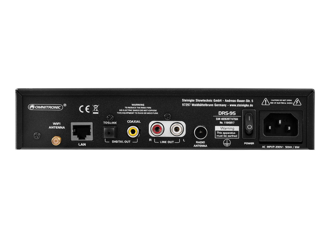 OMNITRONIC DRS-95 Internet Radio, jossa DAB+ ja Bluetooth