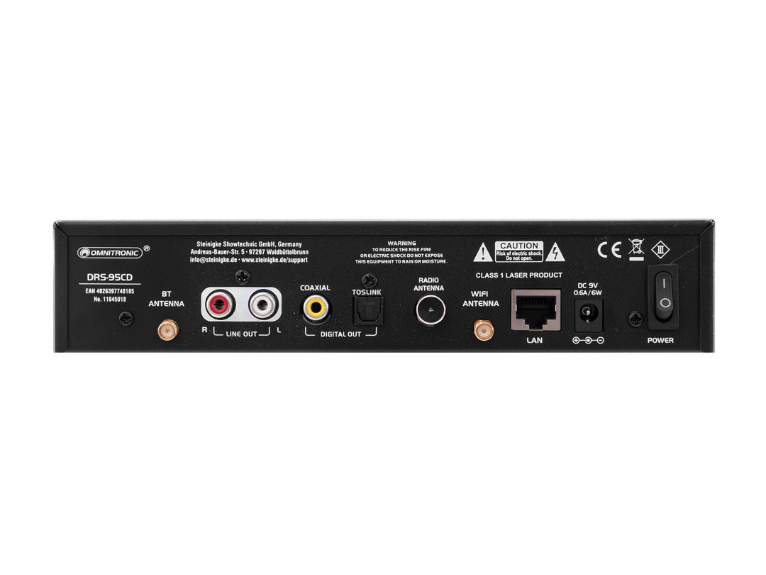 OMNITRONIC DRS-95CD-internetradio DAB+:lla, Bluetoothilla ja CD-soittimella