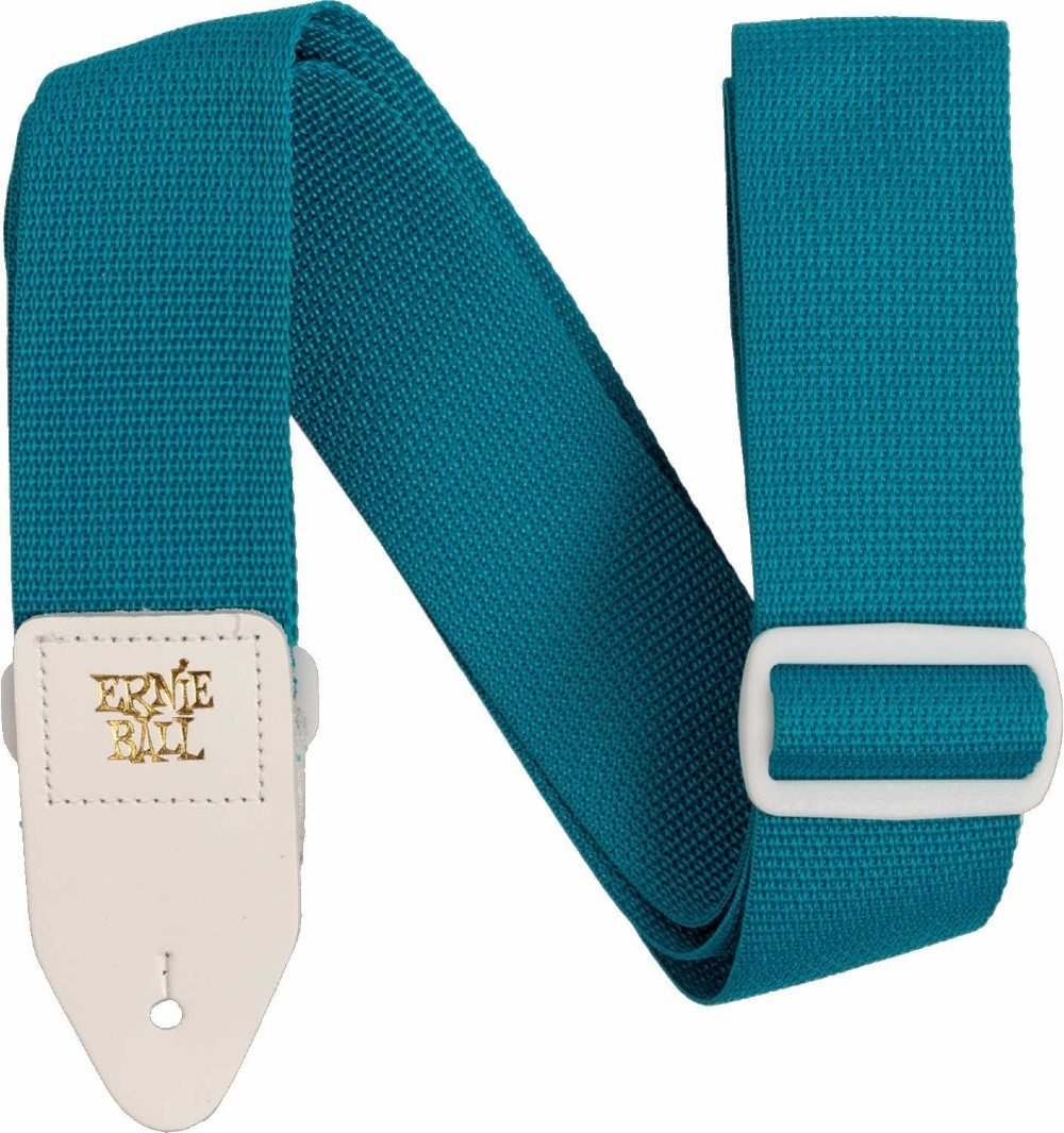 Ernie Ball 5349 PolyPro Kitarat-hihna Teal with White Leather