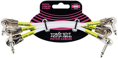 Ernie Ball EB-6052 patch-kaapeli, litteät liittimet White 15 cm,