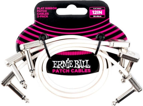Ernie Ball EB-6386, litteä patch-kaapeli White 30 cm, 3 kpl
