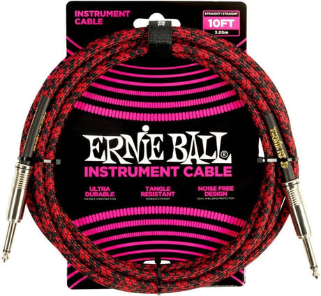 Ernie Ball 6394 instrumenttikaapeli 3 M (10 ft) - Black & Red