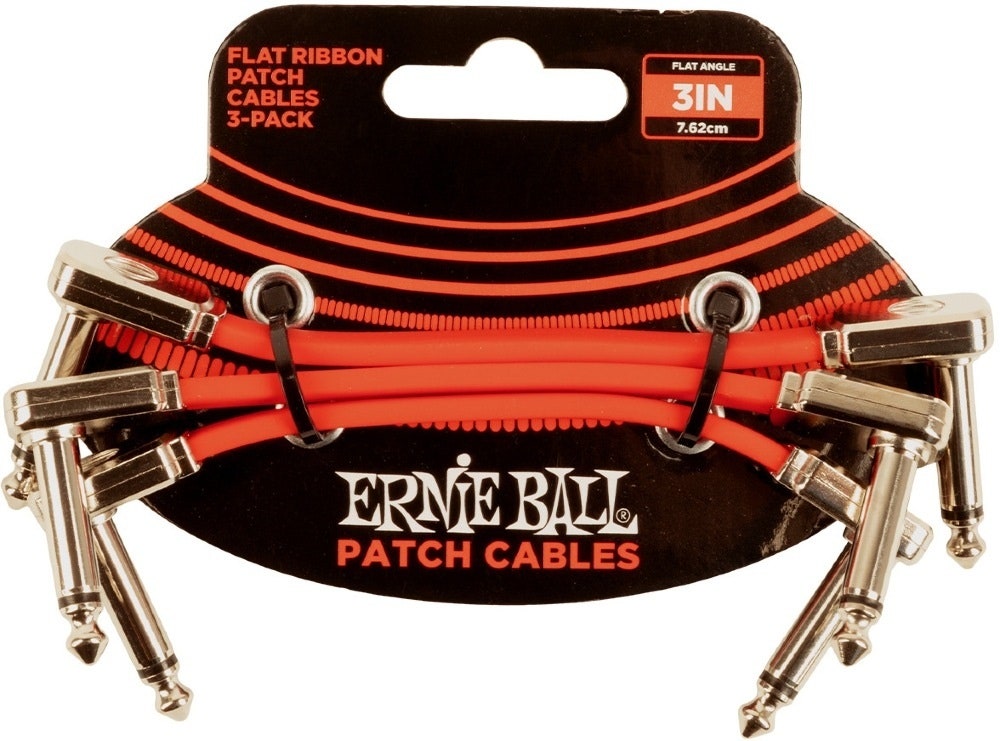 Ernie Ball-6401 litteä patch-kaapeli 7,5 cm, Red. 3 kpl