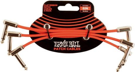 Ernie Ball-6402 Flat Patch Cable 15cm, Red. 3-pack