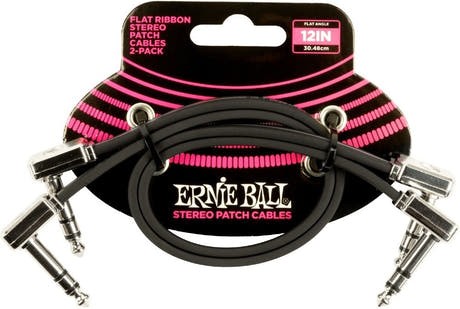 Ernie Ball-6405 Stereo (TRS) Flat Patch Cable, 30 cm. 2-pack