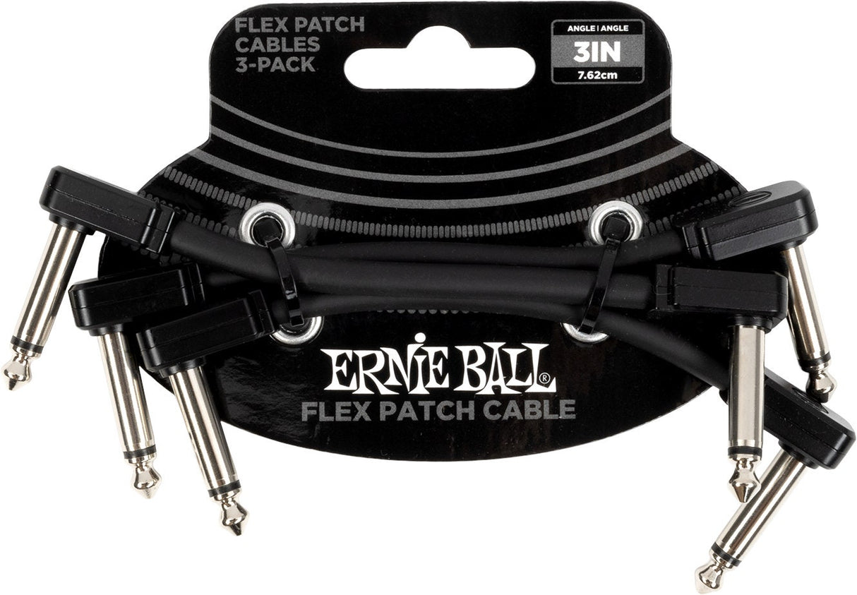 Ernie Ball 6443 Flex Patch Cable Black 7,5cm 3-pack