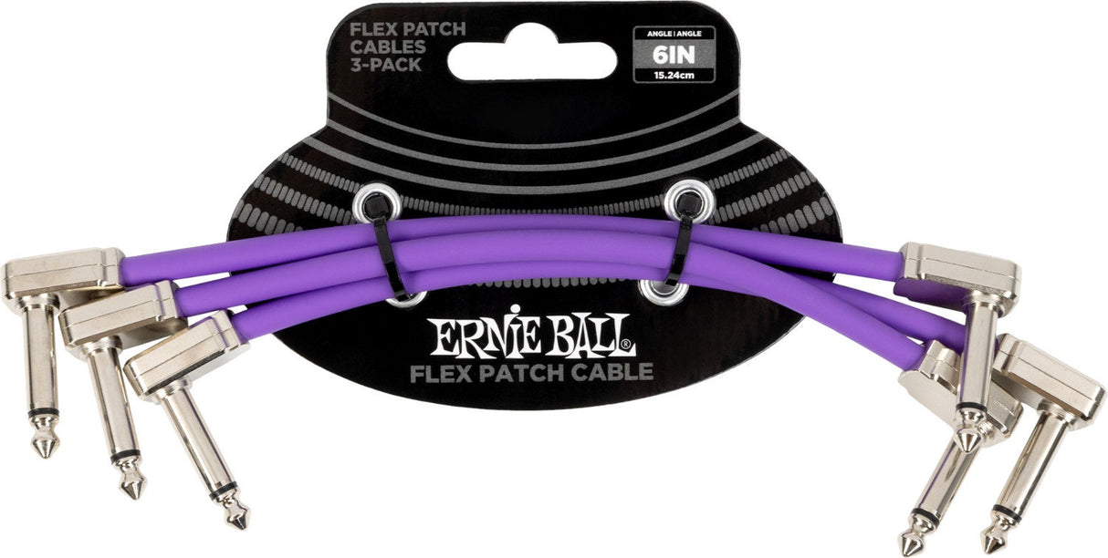Ernie Ball 6452 Flex Patch Cable Purple 15cm 3-pack