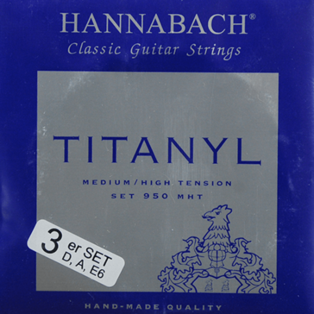 Hannabach Strings klassiselle kitaralle Serie 950 Medium/High Tension Titanyl – 3 bassokielen Set (9507MHT)
