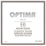Optima No. 6 E6 klassisk guitarstreng, forsølvet, medium tension