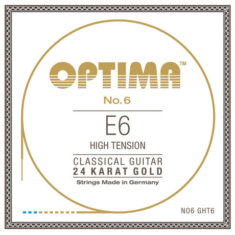 Optima No. 6 E6 -klassisen kitaran kieli, kullattu, high tension