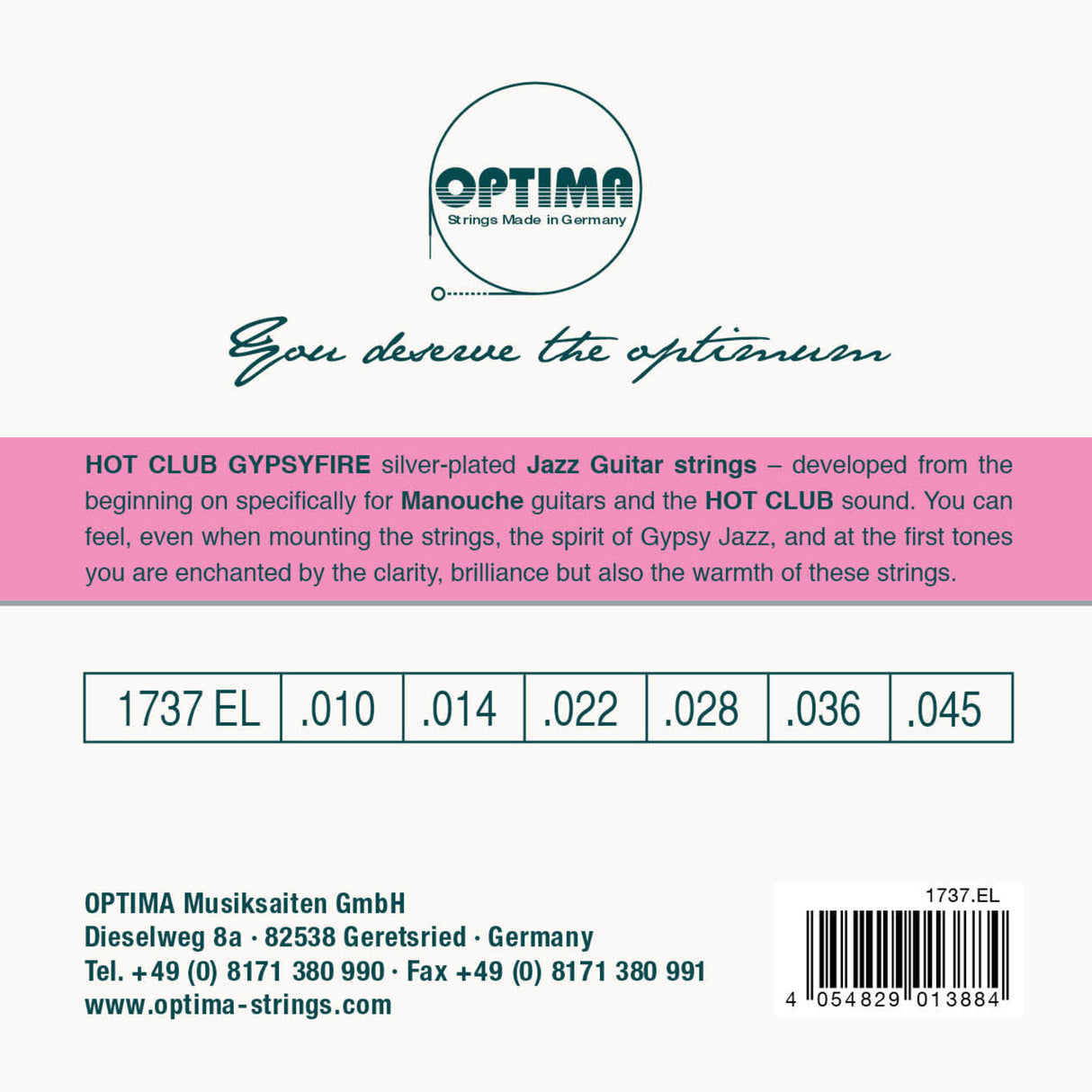 Optima Strings for Acoustic Guitar Hot Club Gypsyfire silver plated - Set (1737EL)