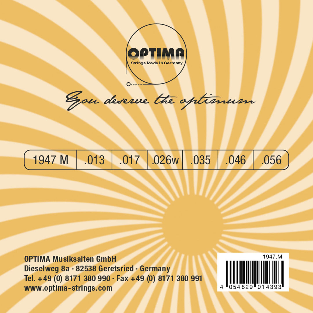 Optima-kielet sähkökitaralle Jazz Swing Chrome Round Wound - Setti (1947M)