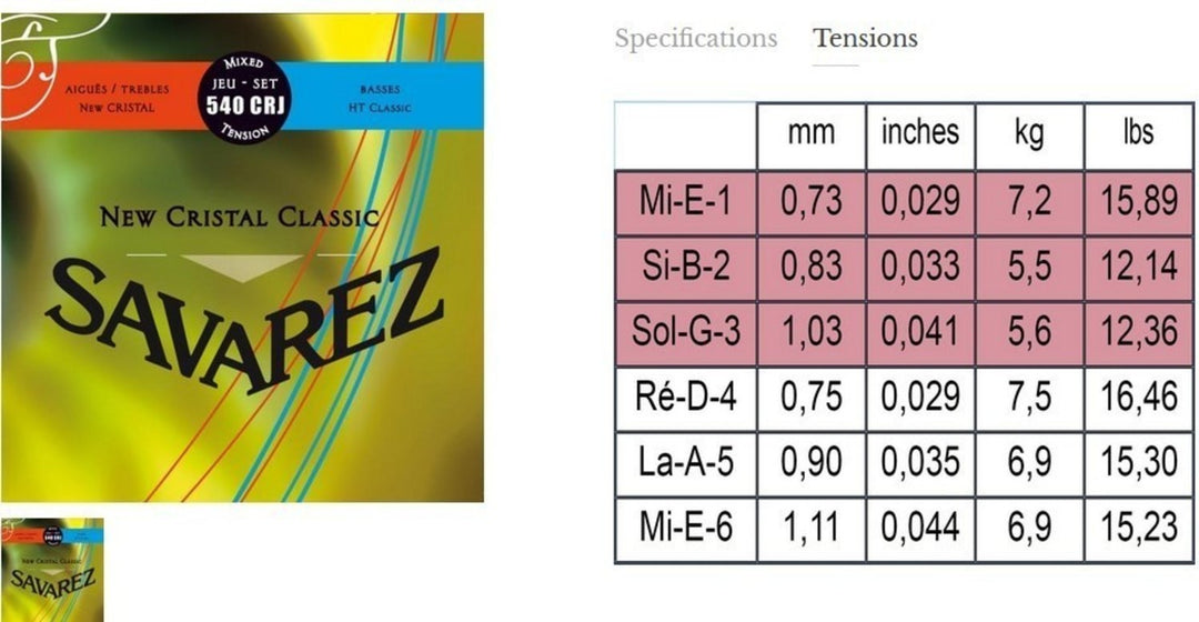 Savarez-klassisen Guitar kielet New Cristal Classic - set (540CRJ)
