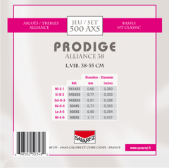 Savarez-kielet klassiselle kitaralle Prodige 38 Lasten kitara - 1/8-1/2 Carbon (500 AXS)